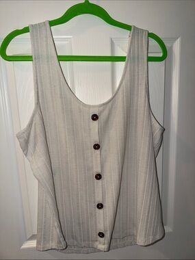 Maurices Cream Button-Front Ribbed Tank